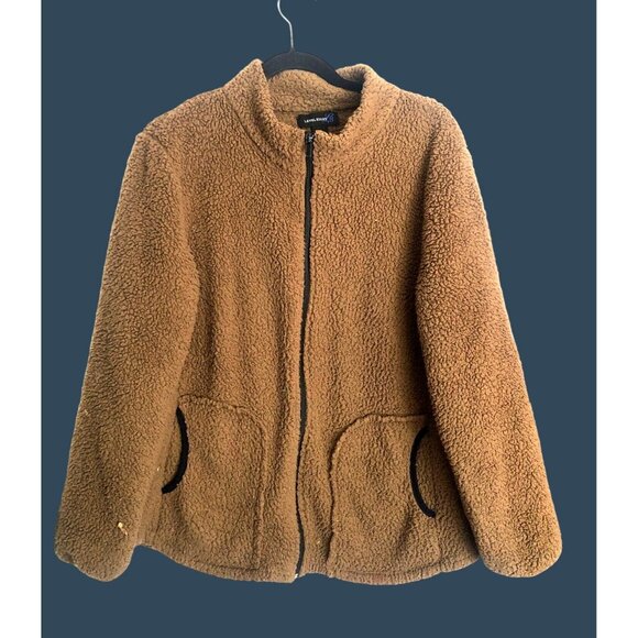 LEVEL 8-WOMENS BROWN COZY FULL ZIPUP CLOSURE SIDE POCKETS SHERPA SWEATER SIZE XL - Picture 1 of 6